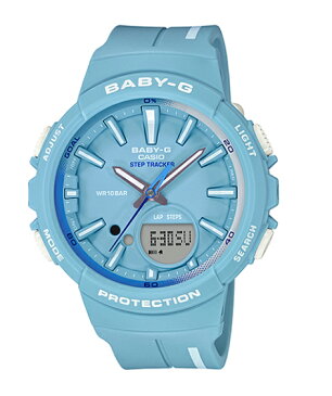 BABY-G ベビーG ベビージー BGS-100〜 for running 〜 STEP TRACKER カシオ CASIO 歩数計 アナデジ 腕時計 パステルブルー ホワイト BGS-100RT-2AJF【国内正規モデル】【あす楽】