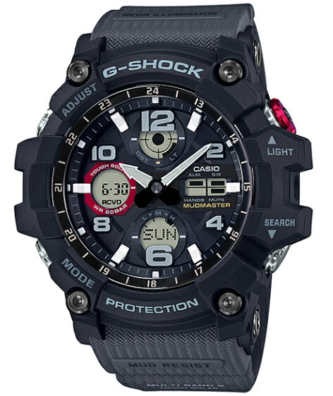 G-SHOCK Gショック ジーショック MUDMASTER マッドマスター カシオ CASIO 電波ソーラー アナデジ 腕時計 ブラック レッド GWG-100-1A8JF【国内正規モデル】