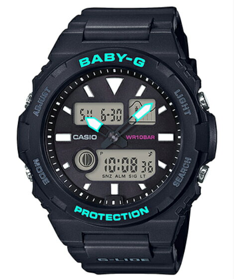 BABY-G ベビーG ベビージー G-LIDE ジーライド カシオ CASIO アナデジ 腕時計 ブラック ターコイズ BAX-100-1AJF【国内正規モデル】