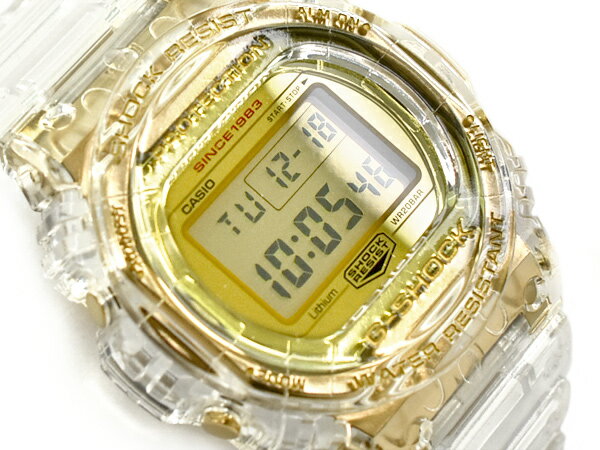 【最大2000円OFFクーポン 5/23 20:00～5/27 1:59】G-SHOCK Gショック カシオ 日本製 35周年限定 GLACIER GOLD 逆輸入海外 腕時計 クリアスケルトン ゴールド DW-5735E-7 1