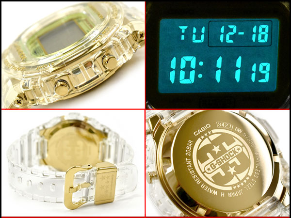 【最大2000円OFFクーポン 5/23 20:00～5/27 1:59】G-SHOCK Gショック カシオ 日本製 35周年限定 GLACIER GOLD 逆輸入海外 腕時計 クリアスケルトン ゴールド DW-5735E-7 3