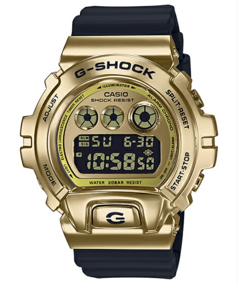 G-SHOCK Gショック ジーショック DW-6900 25周年記念 METAL COVERED カシオ CASIO デジタル 腕時計 ゴールド ブラック GM-6900G-9 逆輸入海外モデル