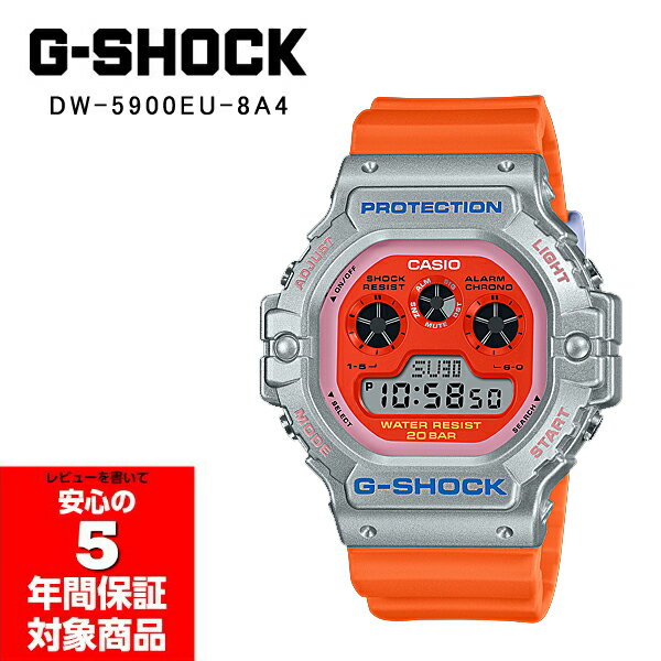 Rakuten - 【10％OFFクーポン配布中 4/30〜5/7 】G-SHOCK ユニセックス 腕時計 シルバー×オレンジ DW-5900EU-8A4