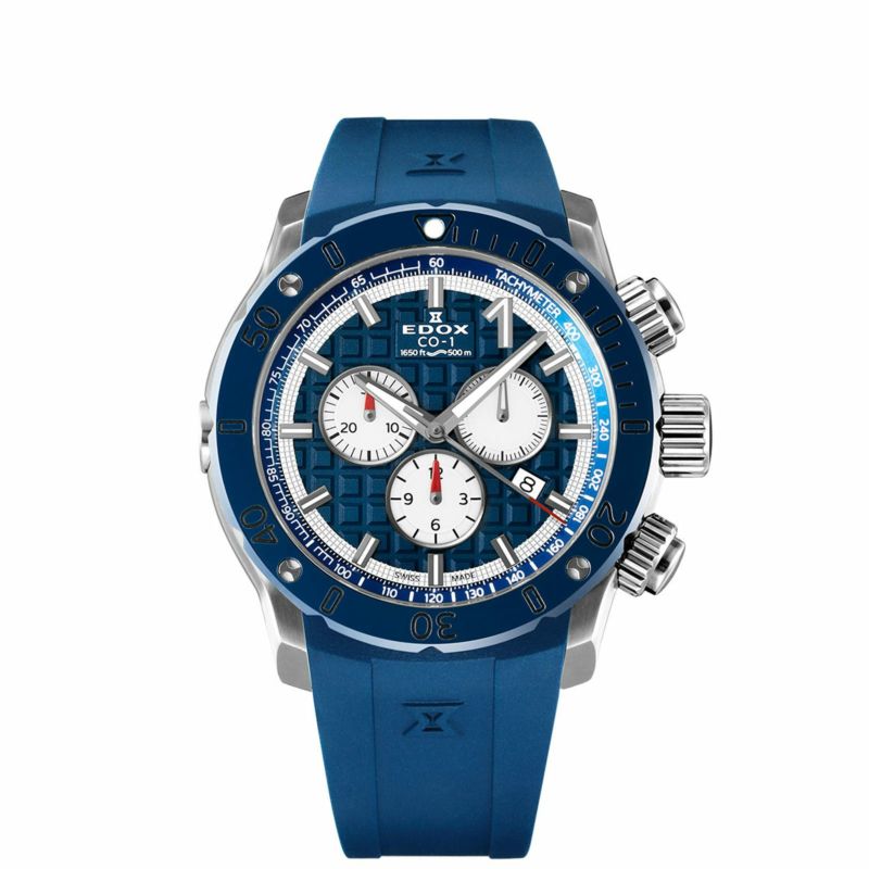 エドックス 腕時計 EDOX 時計 メンズ CHRONOFFSHORE-1 CHRONOGRAPH クロノオフショア1 クロノグラフ クオーツ 500m防水 45mm ダイバー Diverwatch 10221-3BU9-BUIN9 ラバー