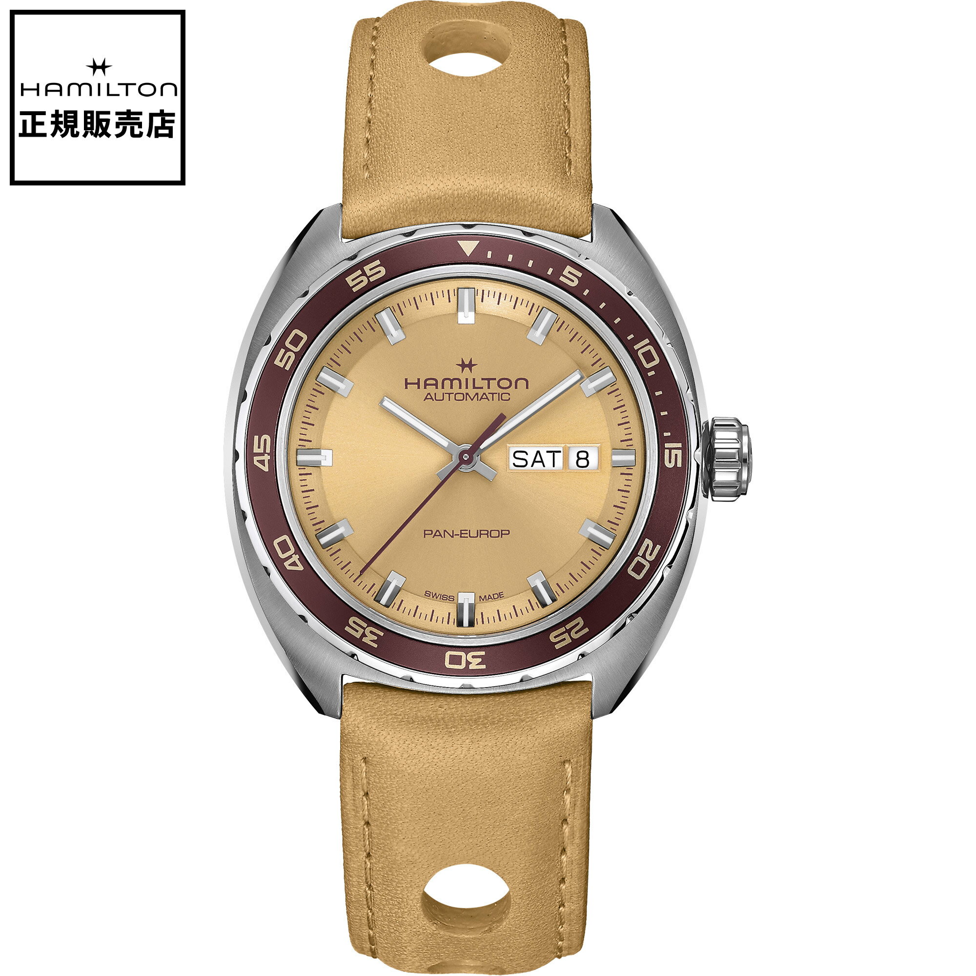 【国内正規品】ハミルトン 腕時計 HAMILTON 時計 ハミルトン時計 メンズ アメリカンクラシック パン ユーロ デイデイト オート パンユーロ American Classic PAN EUROP DAY DATE AUTO 自動巻き 自動巻 42mm H35435820 レザー 革ベルト 革 バンド プレゼント ブランド 機械式