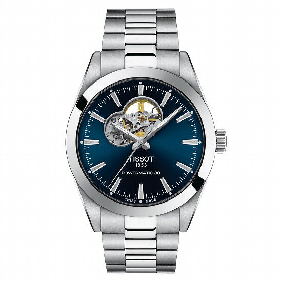 ティソ 腕時計 TISSOT 時計 メンズ GENTLEMAN Powermatic 80 Open Heart ジェントルマン パワーマティック80 オープンハートT127.407.11.041.01 ステンレススチール メタル バンド