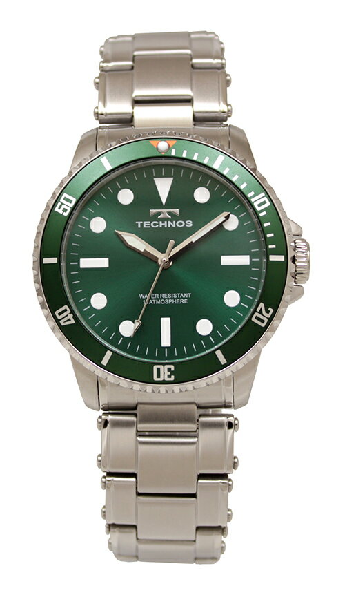TECHNOS テクノス 腕時計 T9B91SM メンズ クォーツ 三針 オールステンレス グリーン グリーンベゼル