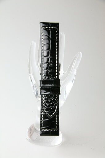 XMK016Aw【新牛革型押し 厳選こだわり】 - 色:黒 白糸ステッチ / サイズ:21,22-18mm・24-22mm XMK016Aw【新牛革型押し 厳選こだわり】 - 色:黒 白糸ステッチ / サイズ:21,22-18mm・24-22mm