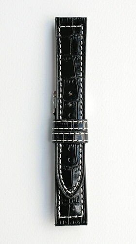 XMK014aw【牛革型押し - 竹符柄・肉厚・白ステッチ】 - 色:黒・白糸ステッチ - サイズ:18-16mm,20-18mm XMK014aw【牛革型押し - 竹符柄・肉厚・白ステッチ】 - 色:黒・白糸ステッチ - サイズ:18-16mm,20-18mm