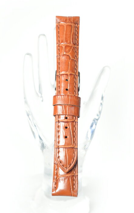 【新商品 牛革型押し - 厚手】XDK001c - 色:茶・同色ステッチ/サイズ:18-16mm・20-18mm