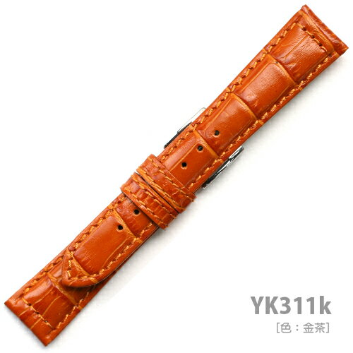 楽天時計ベルトと工具部品大阪松重商店YK311k【牛革型押し - 19mm・肉厚】 - 色：金茶 / サイズ：19-16mm