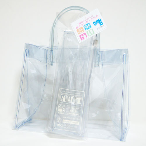 【メール便OK】【温泉ポーチ】【温泉バッグ】歯ブラシポーチ付き 抗菌 ビニールバッグ 透明【日本製】※..