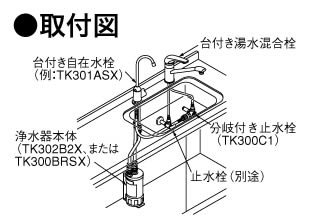 TK300C1 TOTO 分岐付き止水栓
