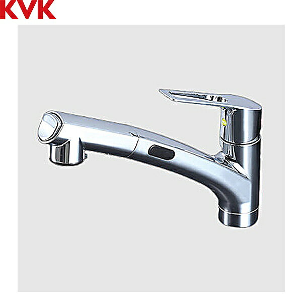 KVK シングルシャワー付混合栓(センサー) 撥水 KM5021TAECHS 取付穴径：φ35〜39mm 一般地仕様 センサー付 eレバー水栓(レバー中央水吐水) シャワー引出し式 撥水膜コーティング 省施工仕様 節湯C1KVK KM5021TAECHS