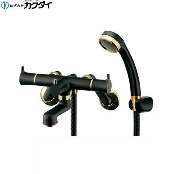 カクダイ[KAKUDAI]2ハンドルシャワー混合栓 139-020-D 一般地仕様 一時止水・マットブラック 切替部：104-017 上部水側：104-015 上部湯側：104-016 シャワーホース接続部ネジG1/2KAKUDAI 139 020 D