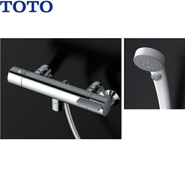 TOTO サーモスタット混合水栓 TBV03410Z1 寒冷地仕様 逆止弁 メタル 洗い場専用 スパウト0mm 本体-ホース接続ねじG1/2 樹脂ホース(シルバー) シャワーヘッド：コンフォートウェーブクリック シャワーハンガー：ノーマルTOTO TBV03410Z1