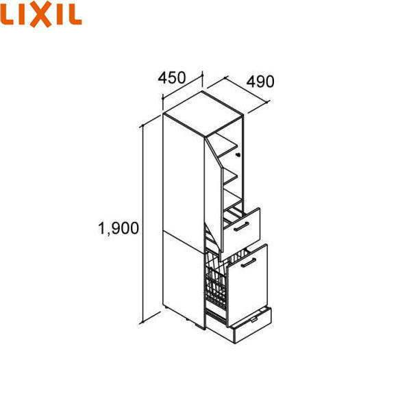 AR1S-455DL(R) リクシル LIXIL/INAX PIARAピアラ トールキャビネット 間口450mm ミドルグレード