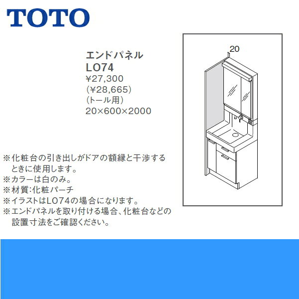 TOTO洗面化粧台用エンドパネルLO74 送料無料