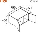 RAU-756C/ハイグレード リクシル LIXIL/INAX クレヴィ アッパーキャビネット 奥行560タイプ 間口750