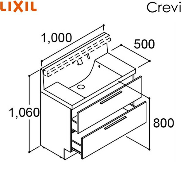 RBFH-1005JY-A/ハイグレード リクシル LIXIL/INAX クレヴィ 化粧台本体のみ 奥行500タイプ 間口1000 フルスライドタイプ タッチレス水栓 送料無料