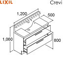 RBFH-1205JY-A/ミドルグレード リクシル LIXIL/INAX クレヴィ 化粧台本体のみ 奥行500タイプ 間口1200 フルスライドタイプ タッチ...