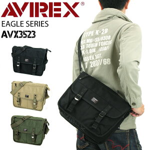 ショルダーバッグ 撥水 AVIREX メンズ レディース 男女兼用 ユニセックス フラップショルダー 斜めがけバッグ アヴィレックス AVX3523 イーグル EAGLE アビレックス 黒 ベージュ カーキ ブラック