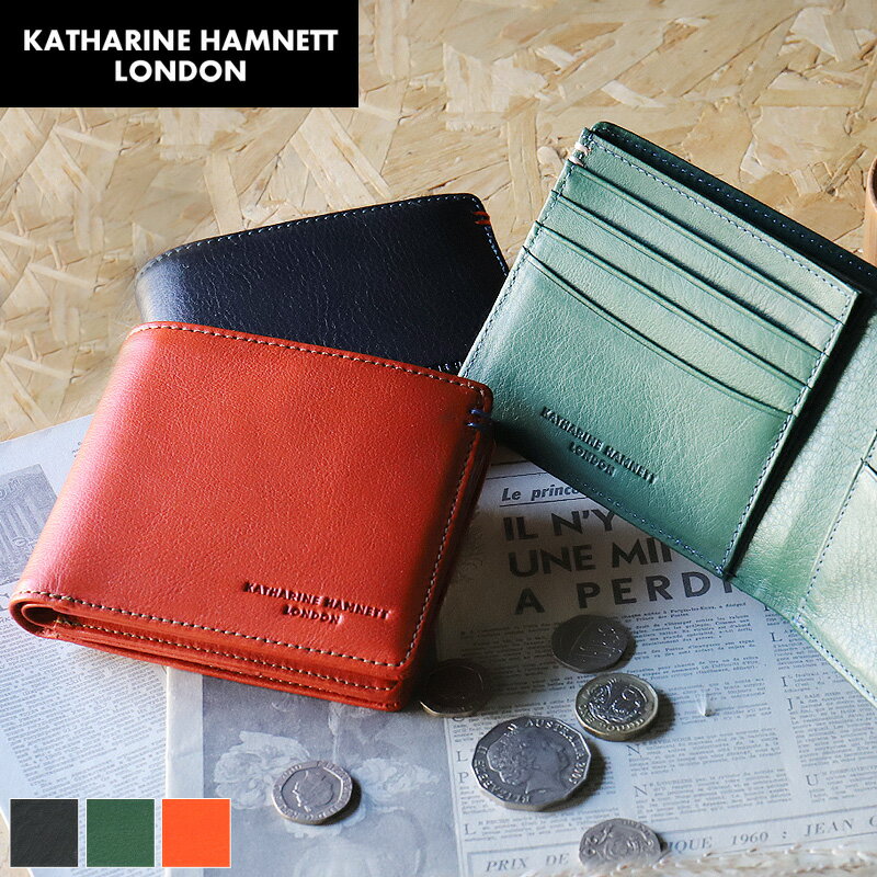 キャサリンハムネット 財布 二つ折り メンズ ブランド 本革 二つ折り財布 KATHARINE HAMNETT LONDON キャサリンハムネットロンドン MINERAL ミネラル 490-50701 札入れ 折財布 牛革 革 レザー カジュアル オシャレ 人気 さいふ サイフ