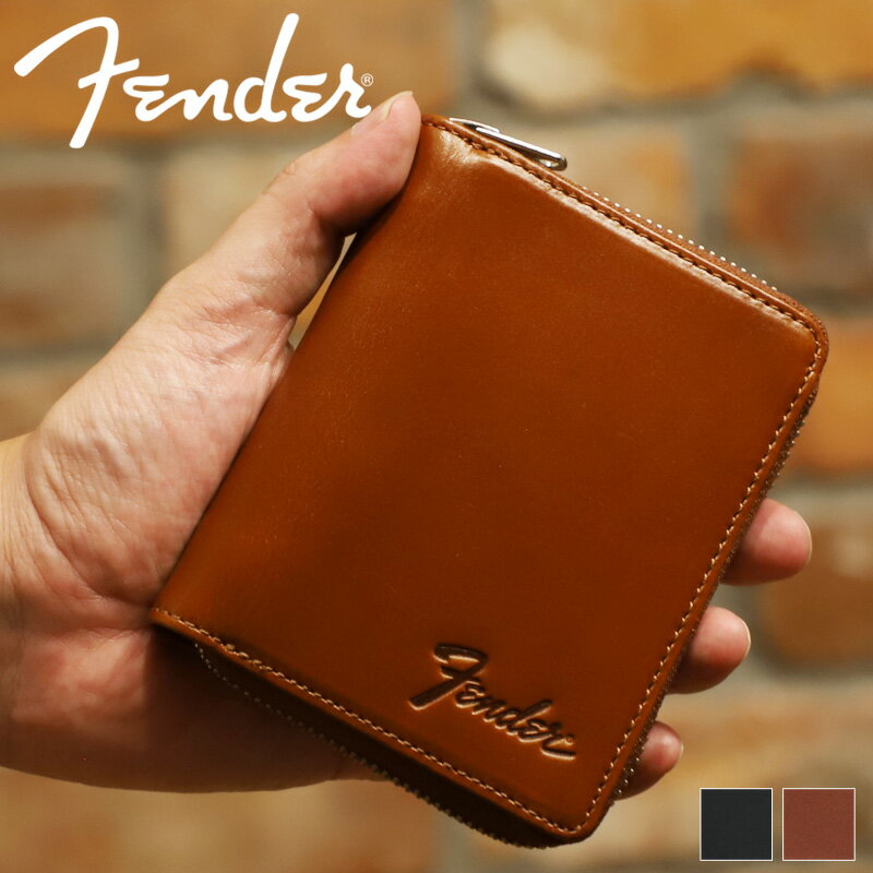 フェンダー 財布 二つ折り メンズ ブランド 本革 二つ折り財布 Fender 950-703 札入れ ハーフウォレット ショートウォレット折財布 ラウンドファスナー ピック 普段使い ビジネス 本革 牛革 レザー カジュアル オシャレ 人気 さいふ サイフ 革小物