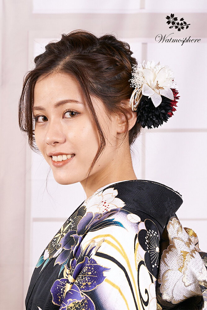 髪飾り 成人式 2点セット 袴 卒業式 コーム 和装 着物 日本製 Watmosphere ワトモスフィア 24w204 【 振袖 かすみ草 水引 花 アメリカンフラワー 女性 礼装用 結婚式 入学式 おしゃれ かわいい あす楽 送料無料】