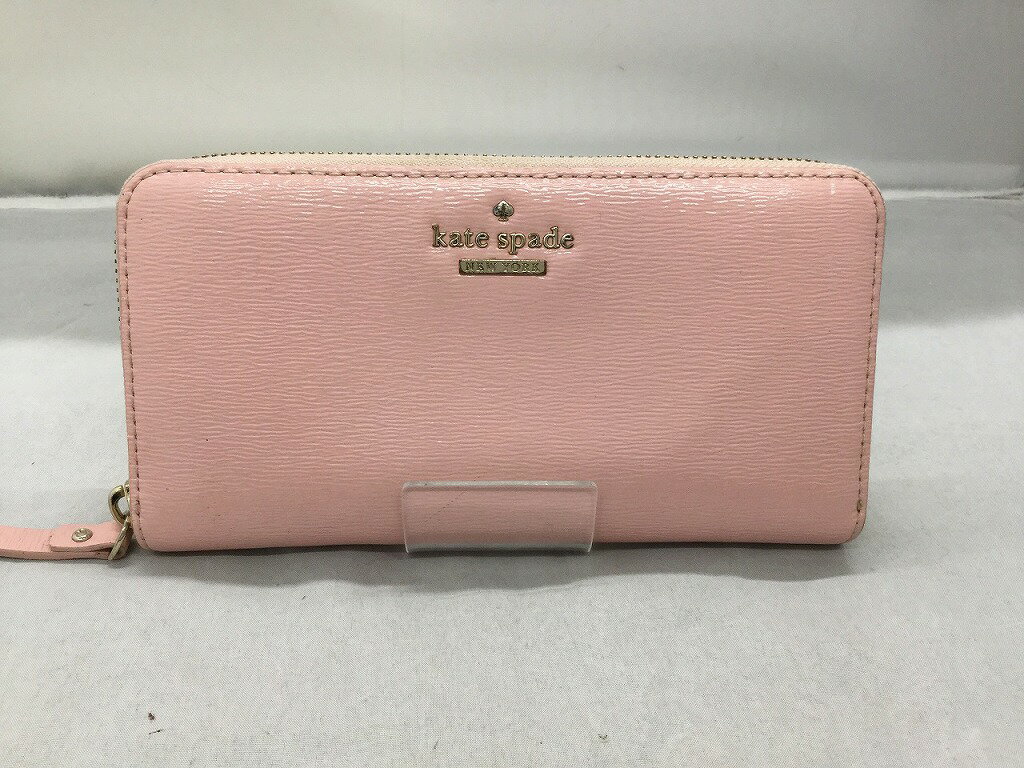 【楽天スーパーSALE特別値下げ！！】ケイトスペード kate spade ラウンドファスナー長財布 サーモンピンク 【中古】