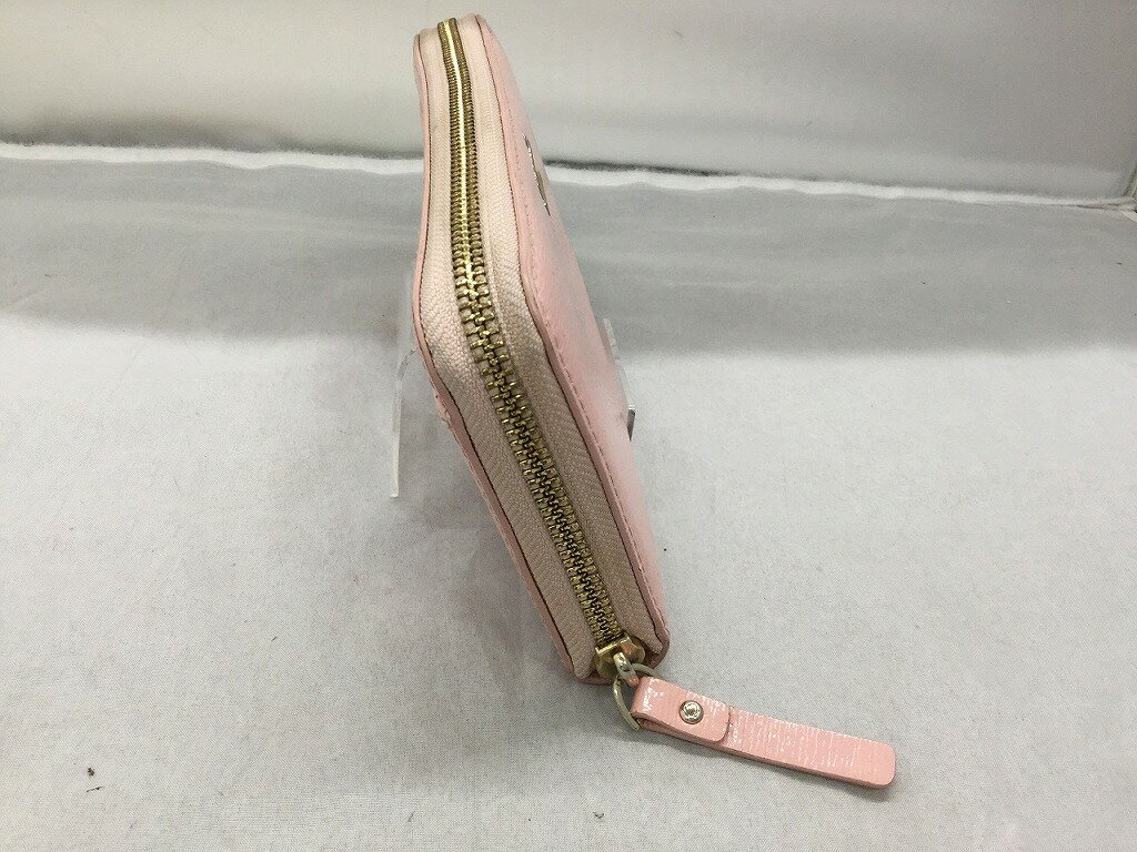 【楽天スーパーSALE特別値下げ！！】ケイトスペード kate spade ラウンドファスナー長財布 サーモンピンク 【中古】