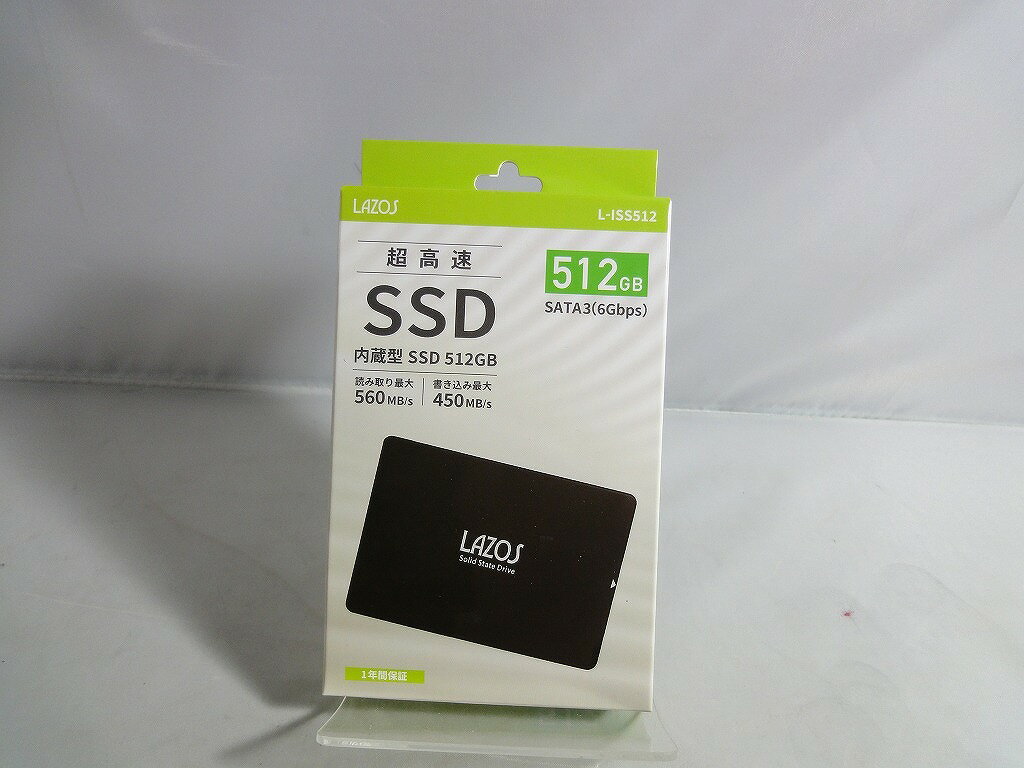 【ご注意】商品は店頭・他ネットショップでも販売しておりますので、ご注文をいただいても売り切れの場合がございます。ご了承ください。ブランド名リーダーメディアテクノ LAZOS商品名内蔵型SSD 512GB L-ISS512商品説明■容量：512GB ■インターフェース：SATA3（6Gbps） ■サイズ：2.5インチ ■読み取り速度：560MB/s(使用環境により異なります。) ■書き込み速度：450MB/s(使用環境により異なります。)コンディションレベルN（未使用品）コンディションの備考【全体】未使用品の状態ですが、買取商品の為、完全な新品ではございません。その為、多少の汚れなどが見られる場合がございます。付属品の記載がある商品の場合、付属品も同様です。(減額済)。配送方法宅配便商品番号sgd110512946在庫お問合せ先【ワットマンテック相模原中央店】　042-707-9966【ご注意】当社オンラインショップ以外で情報、商品写真、画像、文章等を無断で転用しているページは偽サイトであり当店とは一切関係がございませんのでご注意ください。接続先のURLをご確認ください。楽天市場URL：https://www.rakuten.co.jp/楽天市場商品ページ：https://item.rakuten.co.jp/●●●《リーダーメディアテクノ》LAZOS内蔵型SSD 512GB L-ISS512 u1089174437