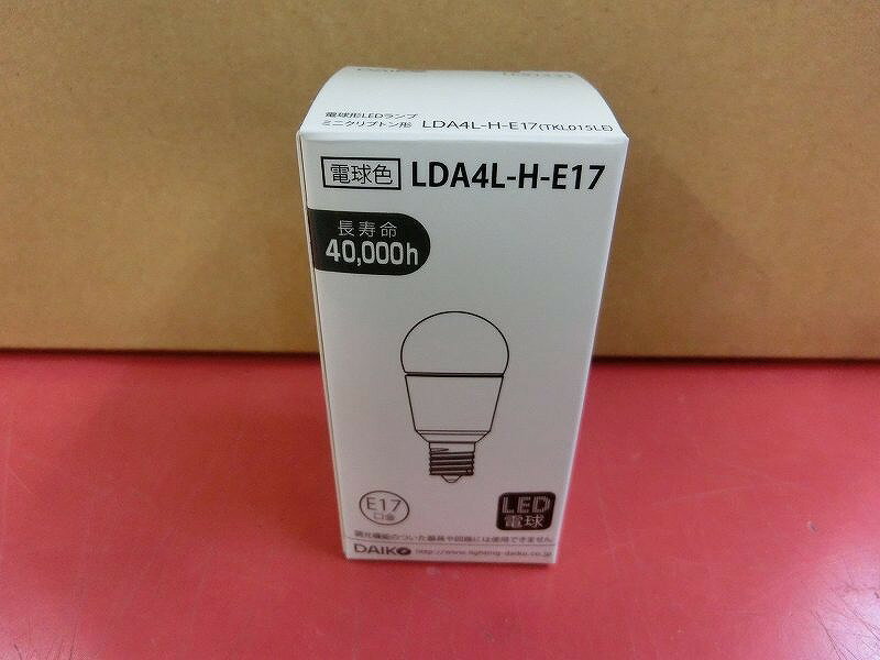 【ご注意】商品は店頭・他ネットショップでも販売しておりますので、ご注文をいただいても売り切れの場合がございます。ご了承ください。ブランド名大光電機 DAIKO商品名ミニクリプトン LED電球 E17 電球色 70個セット LDA4L-H-E17商品説明LDA4L-H-E17 70個おまとめセットですコンディションレベルN（未使用品）コンディションの備考【全体】未使用品の状態ですが、買取商品の為、完全な新品ではございません。その為、多少の汚れなどが見られる場合がございます。付属品の記載がある商品の場合、付属品も同様です。(減額済)。配送方法宅配便商品番号fud123544692在庫お問合せ先【ワットマンテック藤沢石川店】　0466-53-7634【ご注意】当社オンラインショップ以外で情報、商品写真、画像、文章等を無断で転用しているページは偽サイトであり当店とは一切関係がございませんのでご注意ください。接続先のURLをご確認ください。楽天市場URL：https://www.rakuten.co.jp/楽天市場商品ページ：https://item.rakuten.co.jp/●●●《大光電機》DAIKOミニクリプトン LED電球 E17 電球色 70個セット LDA4L-H-E17 v1102647215