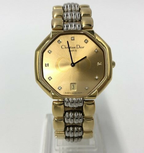 クリスチャン ディオール Christian Dior 腕時計 デポーズ クォーツ式 ゴールド系 D45-134 【中古】