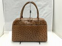 【期間限定セール】genuine ostrich オーストリッチ ハンドバッグ ブラウン 【中古】