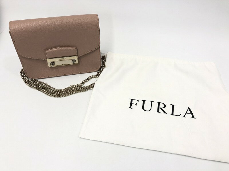 フルラ FURLA レディース チェーンショルダーバッグ ミニバッグ フラップ ポシェット ピンク系 【中古】