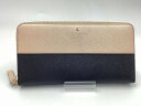 ケイトスペード kate spade ラウンドファスナーウォレット 長財布 ピンク ブラック PWRU3898 【中古】