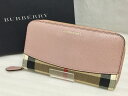バーバリー BURBERRY HORSEFERRY CHECK ELMORE ホースフェリー チェック ラウンドファスナー 長財布 ピンク 3996878 【中...
