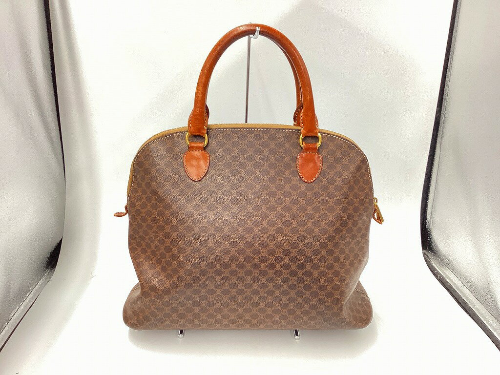 セリーヌ CELINE ヴィンテージ マカダムハンドバッグ ブラウン DM96 【中古】