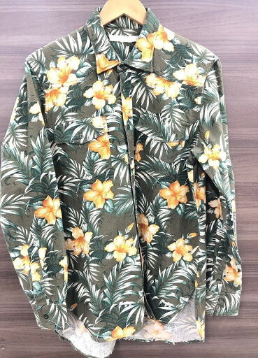 オフホワイト OFF WHITE L/S 長袖アロハシャツ グリーン オレンジ 【中古】