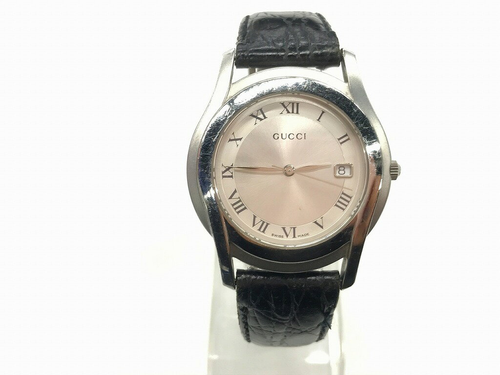 グッチ GUCCI クオーツメンズウォッチ 腕時計 ブラック シルバー 5500M 【中古】