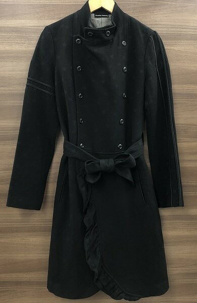 希少 美品 ozon rocks ドット チャイナ風 ウール ロングコート S 希少 美品 ozon rocks ドット チャイナ風 ウール ロングコート S
