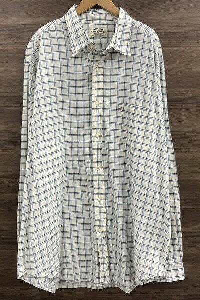 【全品ポイント10倍！要エントリー】【期間限定セール】ラルフローレン RALPH LAUREN POLO JEANS メンズシャツ カジュアル XLサイズ アイボリー×ブルー系 チェック柄 【中古】