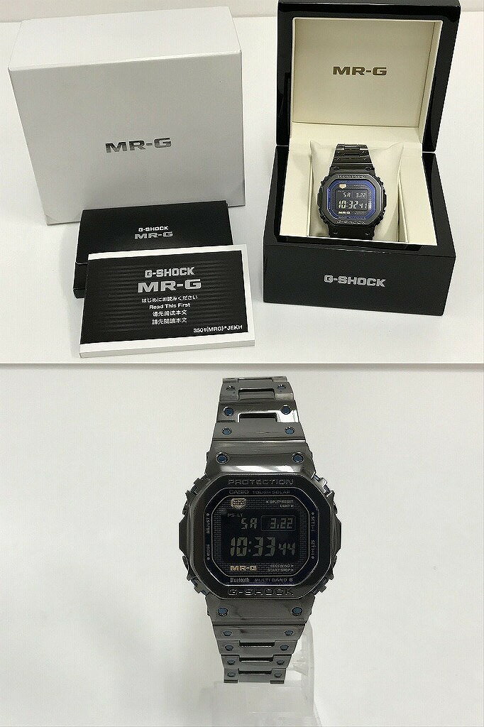 カシオ CASIO G-SHOCK MR-G 青墨 ソーラー電波腕時計 スマートフォンリンク 電波受信機能 Bluetooth チタン MRG-B5000BA-1JR 【中古】