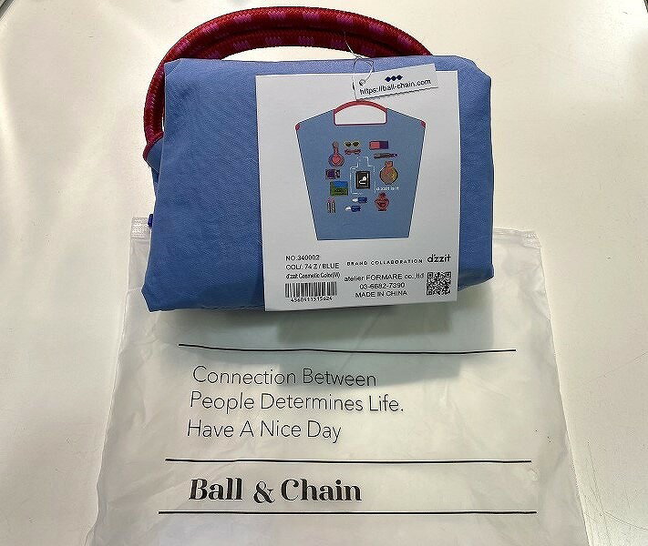 【未使用】 ボールアンドチェーン Ball&Chain エコバッグ ショッピングバッグ dzzitコラボ Mサイズ BLUE・Cosmetic 340002