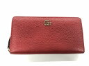 グッチ GUCCI ダブルGジップアラウンドウォレット 長財布 レッド 456117 【中古】