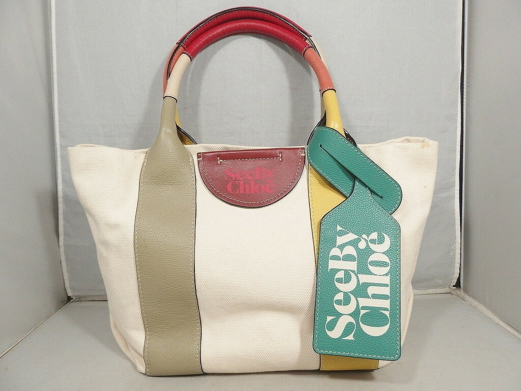 シーバイクロエ SEE BY CHLOE トートバッグ ベージュ・黄・赤 等 【中古】
