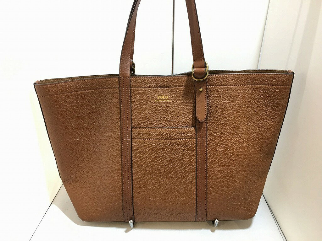 【期間限定セール】ポロラルフローレン POLO RALPH LAUREN レザートートバッグ ブラウン 【中古】