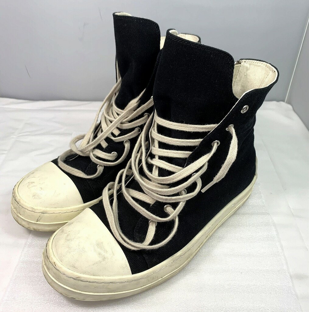Rick Owens DRKSHDW キャンバスハイカットスニーカー ブラック Rick Owens DRKSHDW キャンバスハイカットスニーカー ブラック