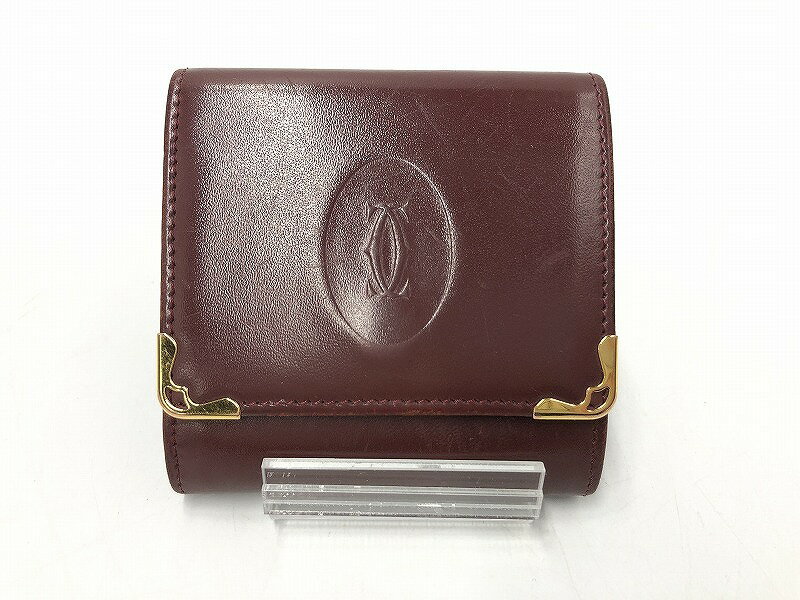 【全品ポイント10倍！要エントリー】【期間限定セール】カルティエ Cartier コインケース 小銭入れ 財布 バーガンディ マストライン 【中古】